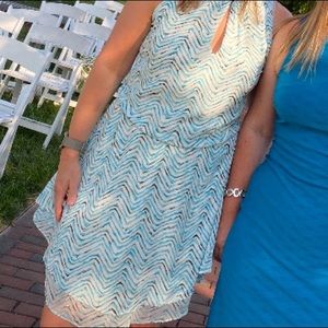 White House Black Market Turquoise Gold Dress